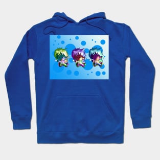 dark elf chibi sorcerers on a blue background Hoodie